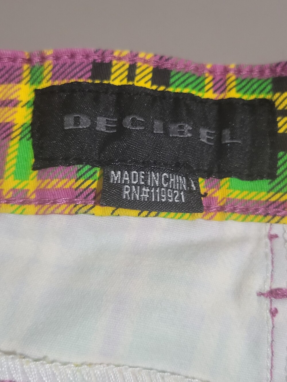 Decibel Unisex Plaid Racer Stripe Emo Skinny Jeans Size 30×32 Green Purple... - Picture 14 of 16